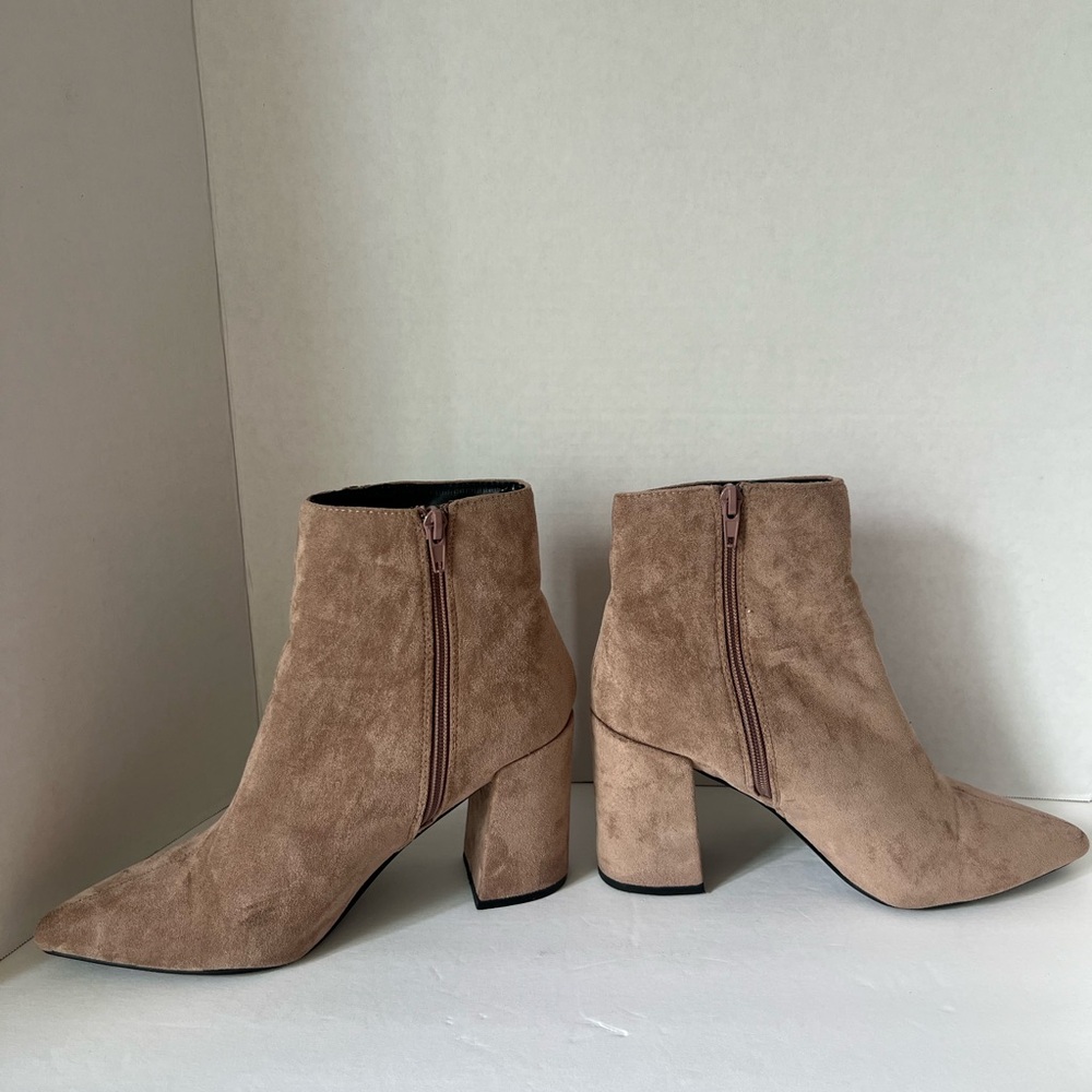 Fashion Nova Tan Suede Ankle Booties